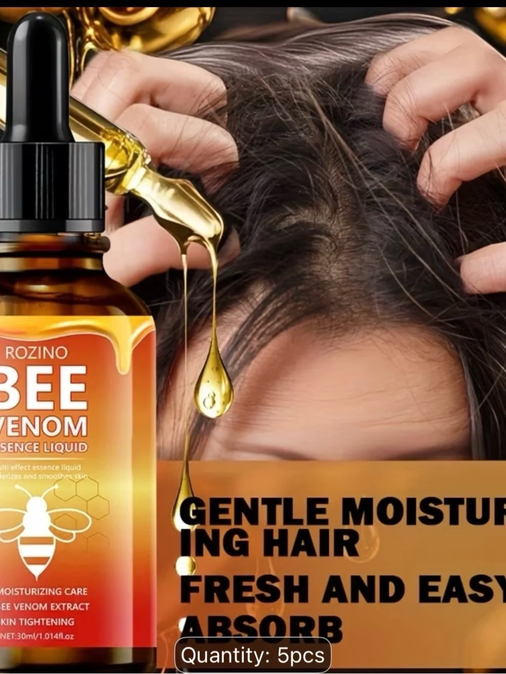 ROZINO Bee Venom Skincare Set Essence, Eye/Face Cream, Lip Balm, Shampoo Soap